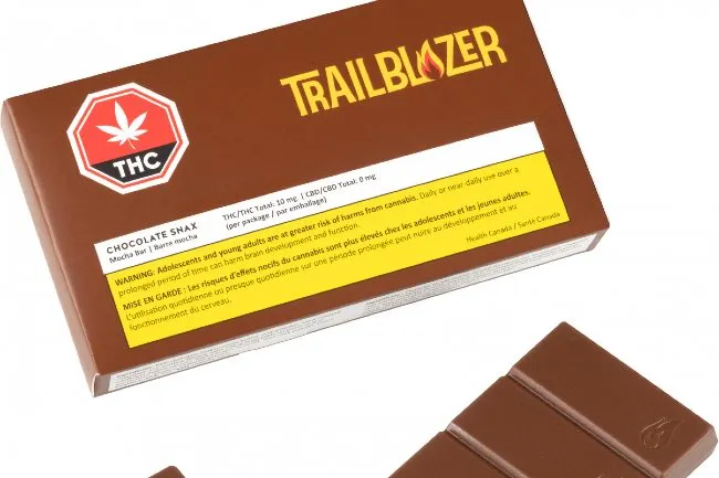 A box box of cannabis chocolate that says 