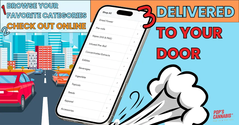 Using Pop's cannabis categories makes it easy to shop online for home delivery.